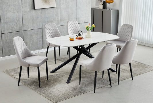 Light  Marble 7 PC Dining Set