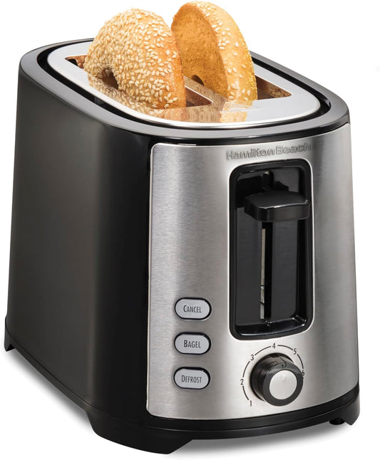 Hamilton Beach 2-Slice Bread and Bagel Toaster with Extra-Wide Slots and Drop-Down Crumb Tray  Black