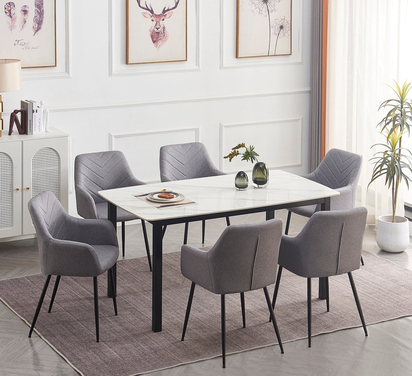 Light Marble Dining set