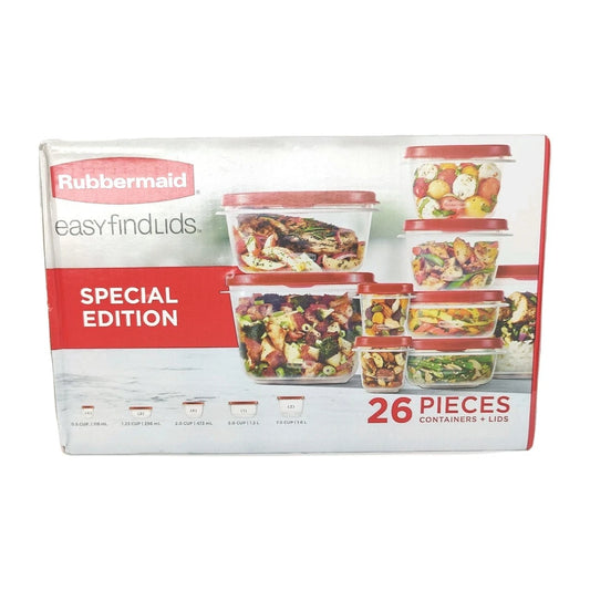 Rubbermaid Easy Find Lids Food Storage Containers with Vented Lids  26 Piece Set  Red